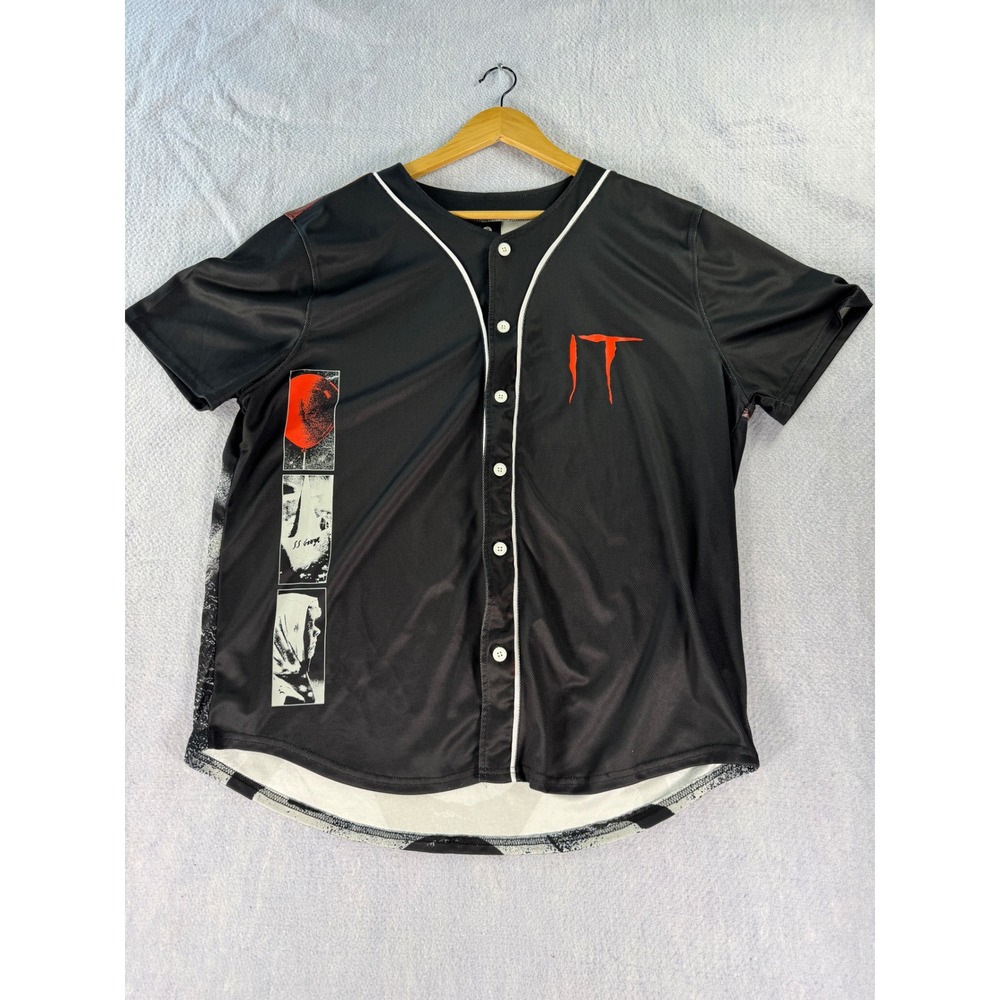 IT Stephen King Pennywise Horror Movie Baseball Jersey Black Mens XL WB 2024